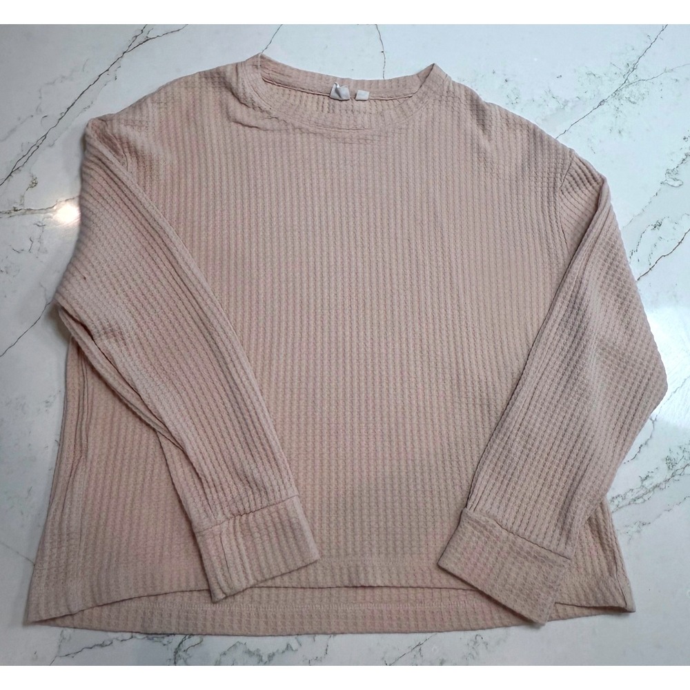 Gap Natural Waistline Cropped Waffle Knit Thermal‎ Crewneck Size Medium